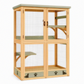 Cage pour chat 120 x 60 x 180 cm en bois naturel vert avec grillage et plateformes