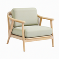 Fauteuil 75 x 78 x 82 cm en bois et textile vert clair avec accoudoirs style naturel