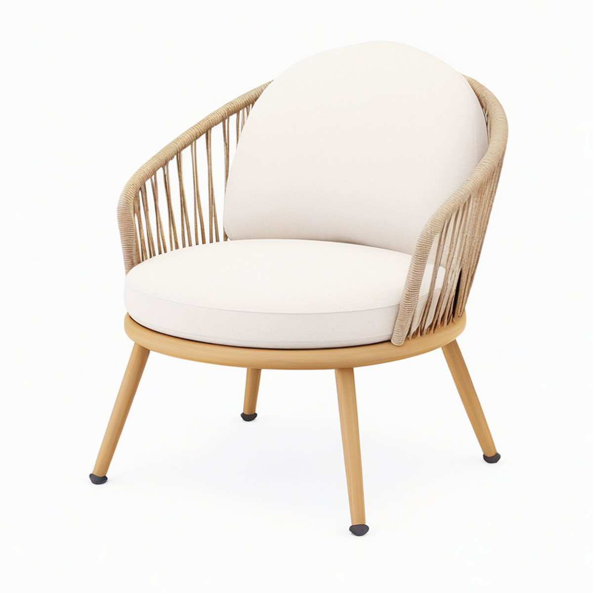 Fauteuil 73 x 76 x 82 cm en bois et corde beige style naturel pour salon