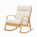 Fauteuil à bascule 98 x 68 x 102 cm en bois et tissu beige style scandinave